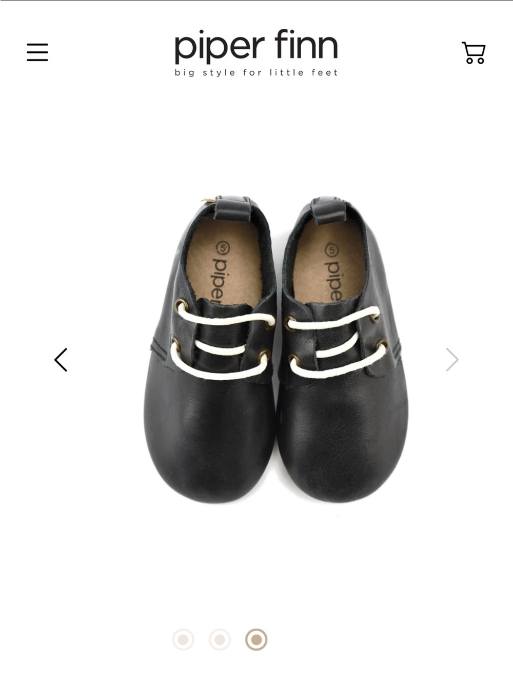 Piper Finn Black Kids Dress Shoes with White Contrast Laces